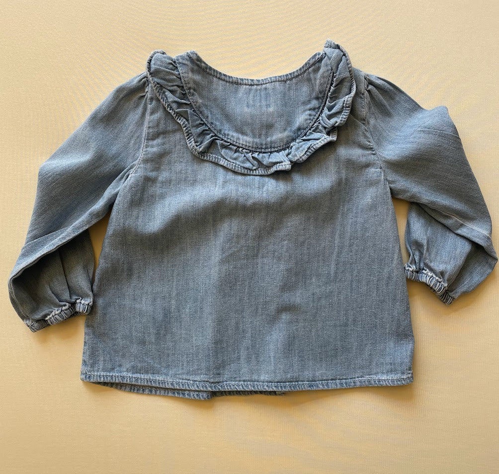Denim Ruffle Top