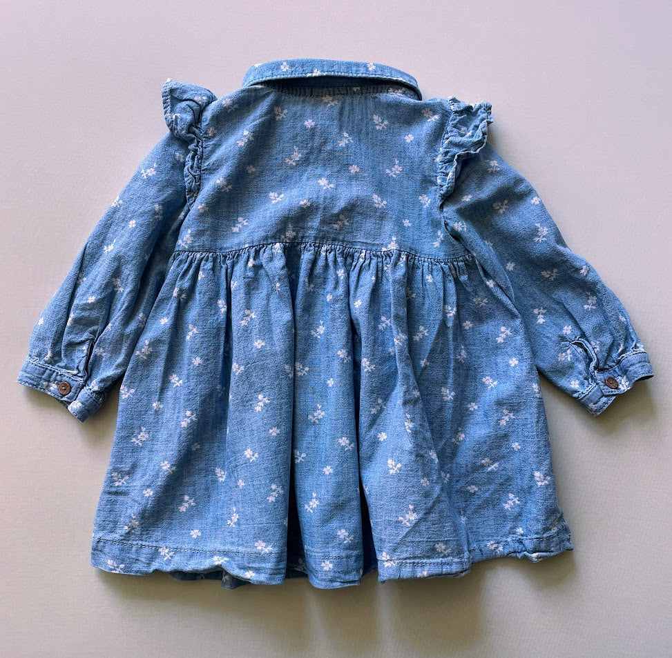 Denim Floral Flutter Dress