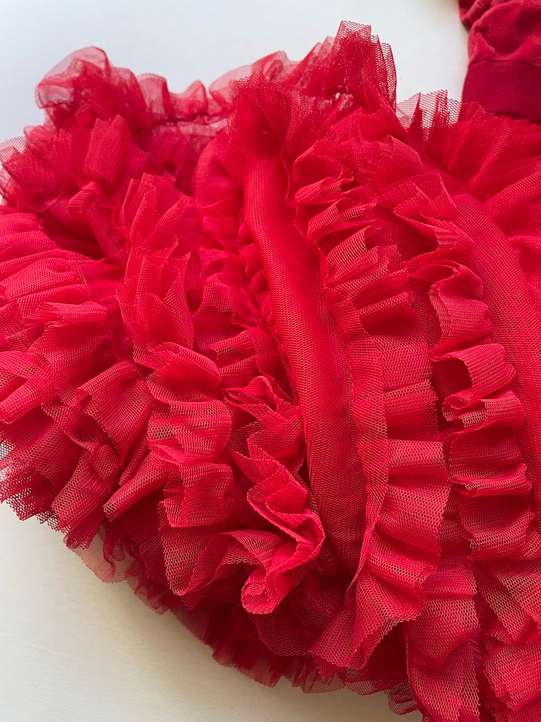 Velvet & Tulle Ruffle Dress