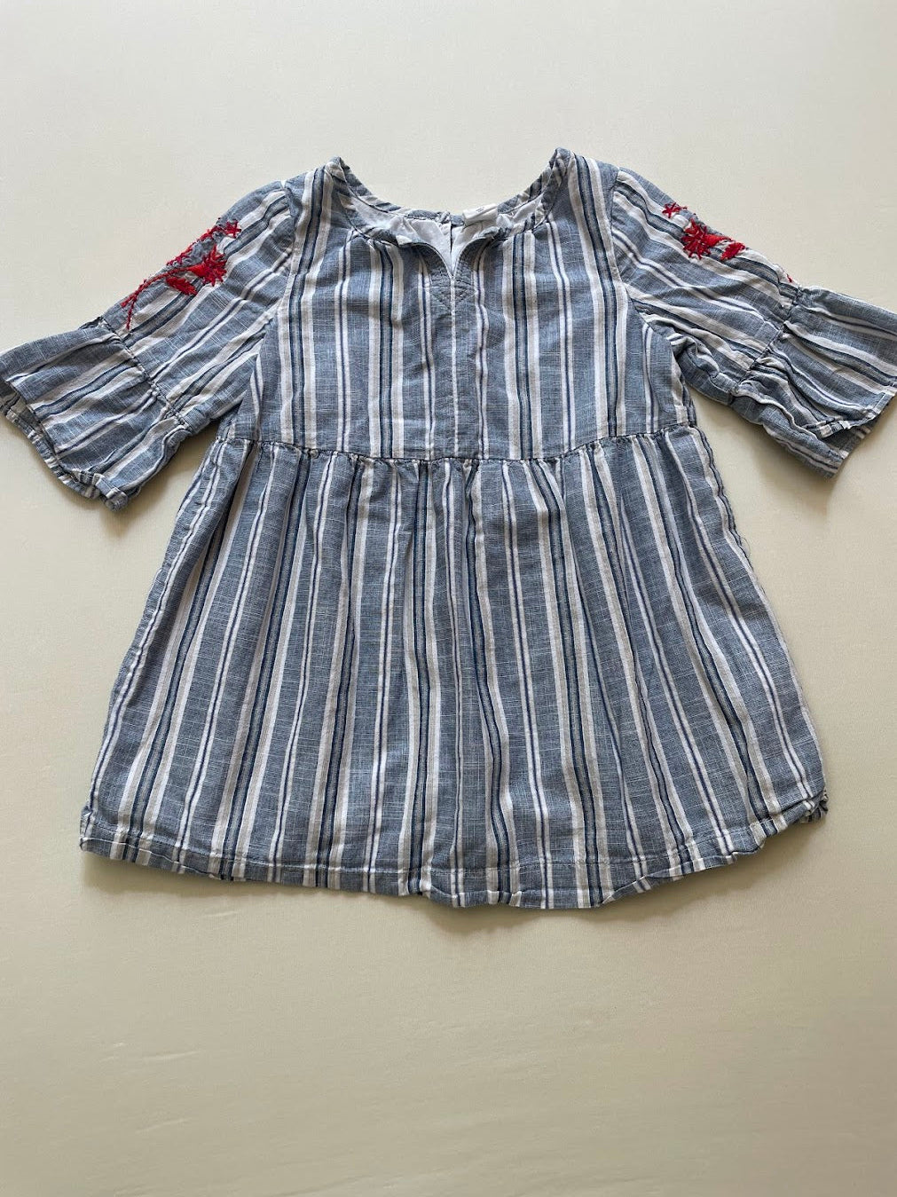 Striped Embroidered Dress