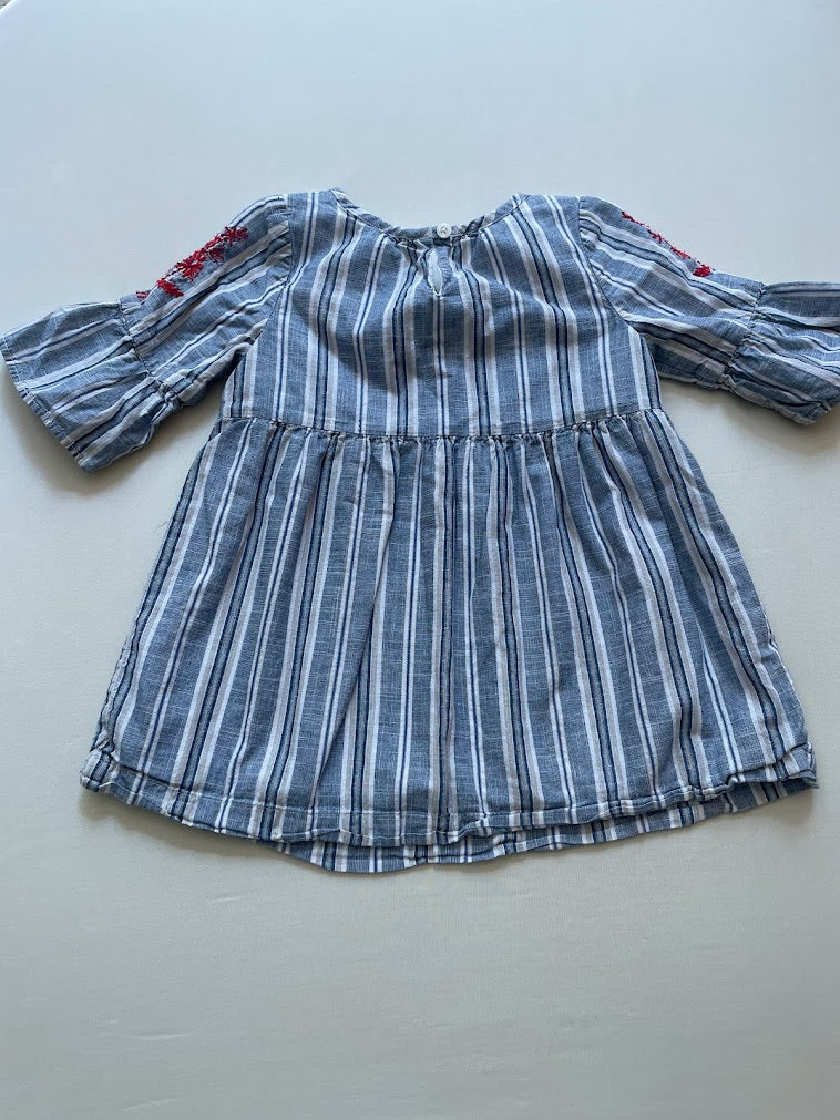 Striped Embroidered Dress