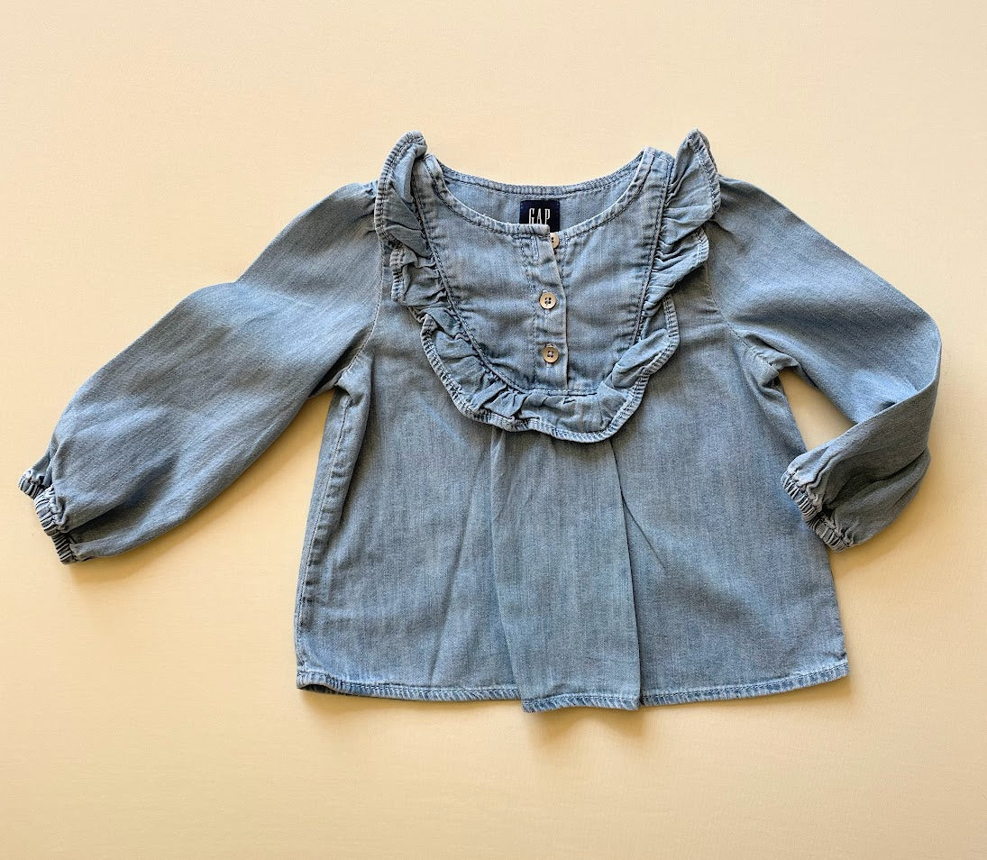 Denim Ruffle Top