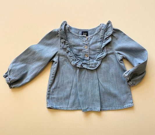 Denim Ruffle Top